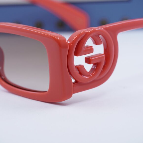 Gucci GG1325S 005 Rectangle Sunglasses - Red/Brown - Picture 2 of 12